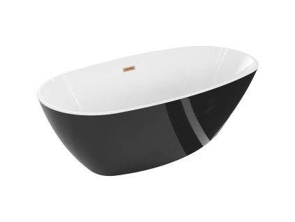 Mexen Eris voľne stojaca vaňa 180 x 95 cm, biela/čierna, prepad z brúsenej medi - 53441809575-65