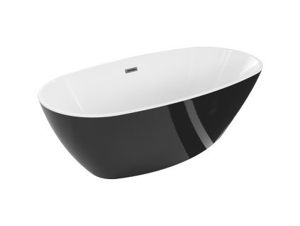 Mexen Eris voľne stojaca vaňa 180 x 95 cm, biela/čierna, pištoľovo sivý kartáčovaný prepad - 53441809575-66