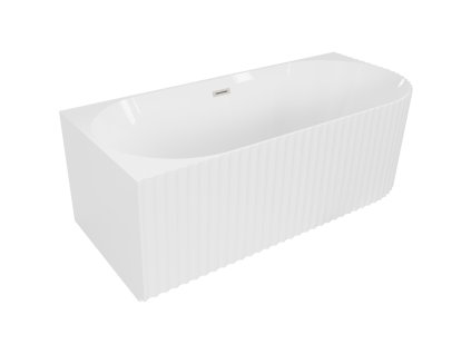 Mexen Gia voľne stojaca rohová vaňa s ľavým drážkovaním 150 x 75 cm, biely lesk, prepad brúsený nikel - 52701507500L-97