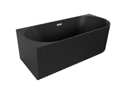 Mexen Gia voľne stojaca rohová vaňa s ľavým drážkovaním 150 x 75 cm, čierna matná, prepad brúsený nikel - 52701507571L-97