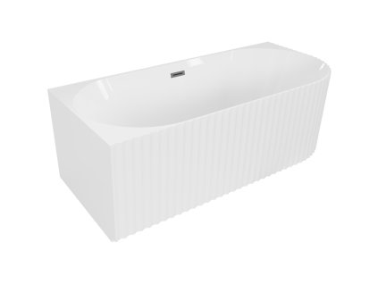 Mexen Gia voľne stojaca rohová vaňa s drážkou vľavo 170 x 80 cm, biely lesk, kovový prepad - 52701708000L-95
