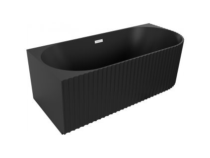 Mexen Gia voľne stojaca rohová vaňa s drážkou vľavo 170 x 80 cm, čierna matná, biely prepad - 52701708071L-20
