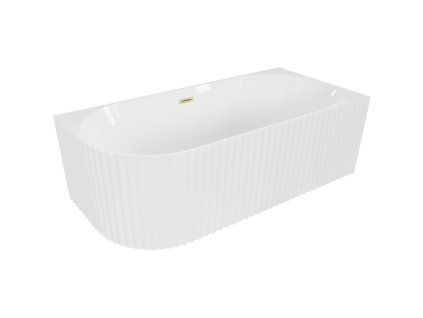 Mexen Gia voľne stojaca rohová vaňa s ryhovaním pravá 150 x 75 cm, biely lesk, zlatý kartáčovaný prepad - 52701507500P-55