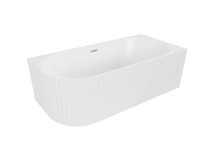 Mexen Gia voľne stojaca rohová vaňa s ryhovaním pravá 150 x 75 cm, biela matná, prepad z brúseného niklu - 52701507501P-97