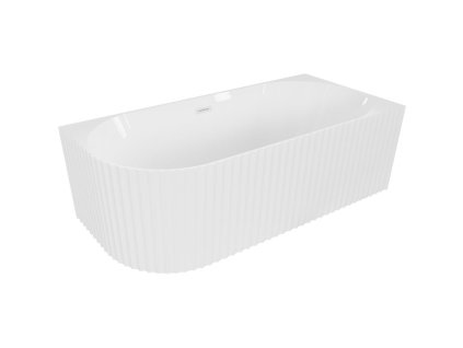 Mexen Gia voľne stojaca rohová vaňa s drážkou vpravo 170 x 80 cm, biely lesk, biely prepad - 52701708000P-20