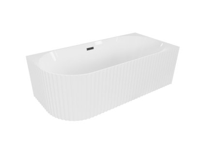Mexen Gia voľne stojaca rohová vaňa s drážkou vpravo 170 x 80 cm, biely lesk, čierny prepad - 52701708000P-70