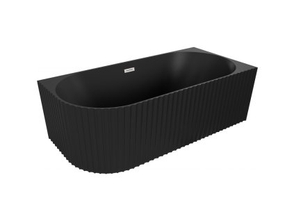 Mexen Gia voľne stojaca rohová vaňa s ryhovaním pravá 170 x 80 cm, čierna matná, prepad z brúseného niklu - 52701708071P-97
