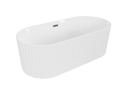 Mexen Paola voľne stojaca vaňa s ryhovaním 150 x 75 cm, biely lesk, sivý prepad - 52721507500-66