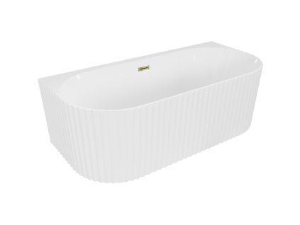 Mexen Sella voľne stojaca nástenná vaňa s ryhovaním 170 x 80 cm, biely lesk, zlatý prepad - 52711708000-50