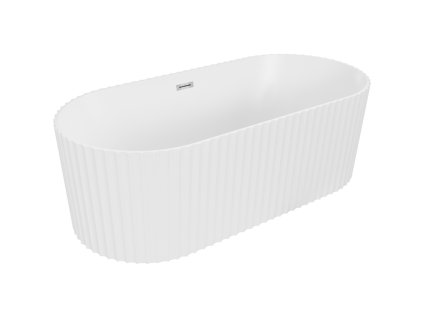 Mexen Paola voľne stojaca vaňa s ryhovaním 170 x 80 cm, biela matná, prepad chróm - 52721708001-01