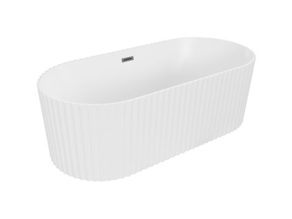 Mexen Paola voľne stojaca vaňa s ryhovaním 170 x 80 cm, biela matná, kovový prepad - 52721708001-95