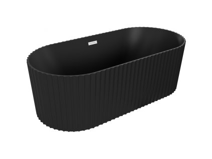 Mexen Paola voľne stojaca vaňa s ryhovaním 170 x 80 cm, čierna matná, biely prepad - 52721708071-20