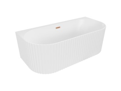 Mexen Sella voľne stojaca nástenná vaňa s ryhovaním 170 x 80 cm, biela matná, prepad z brúsenej medi - 52711708001-65