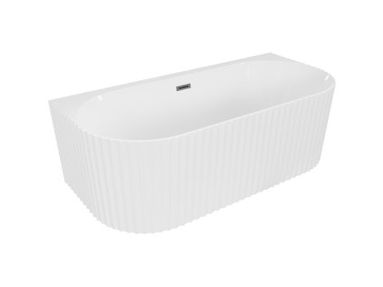 Mexen Sella voľne stojaca nástenná vaňa s ryhovaním 170 x 80 cm, biela matná, sivý kartáčovaný prepad - 52711708001-66