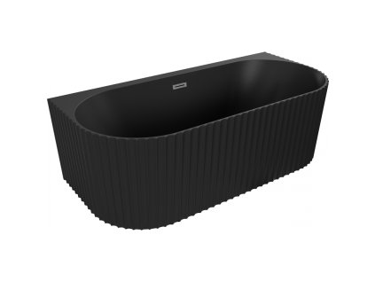 Mexen Sella voľne stojaca nástenná vaňa s ryhovaním 170 x 80 cm, čierna matná, pištoľovo sivý kartáčovaný prepad - 52711708071-66