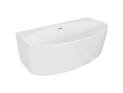 Mexen Bruna voľne stojaca nástenná vaňa 150 x 82 cm, biely lesk, chrómový prepad - 52731508200-01