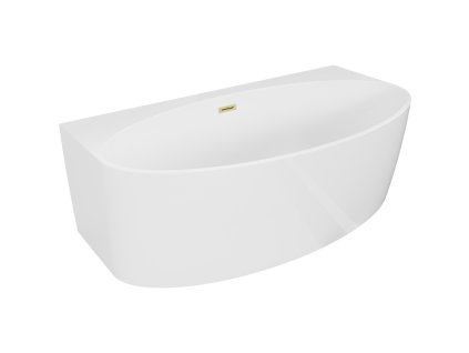 Nástenná voľne stojaca vaňa Mexen Bruna 150 x 82 cm, biely lesk, zlatý prepad - 52731508200-55