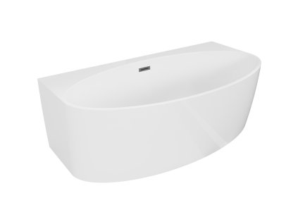 Mexen Bruna voľne stojaca nástenná vaňa 150 x 82 cm, biely lesk, kovový prepad - 52731508200-95