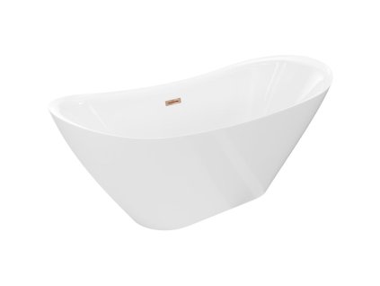 Mexen Lotos voľne stojaca vaňa 160 x 75 cm, biela, prepad ružové zlato - 52051607700-60
