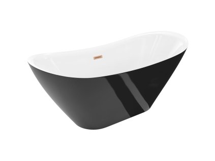 Mexen Lotos voľne stojaca vaňa 180 x 75 cm, biela/čierna, prepad z brúsenej medi - 52051807775-65