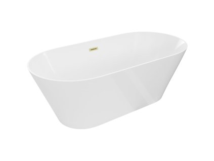 Voľne stojaca vaňa Mexen Luna Slim 170 x 75 cm, biela, prepad z brúseného zlata - 52041707500-55
