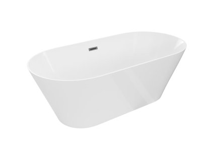 Mexen Luna Slim voľne stojaca vaňa 170 x 75 cm, biela, pištoľovo sivý kartáčovaný prepad - 52041707500-66