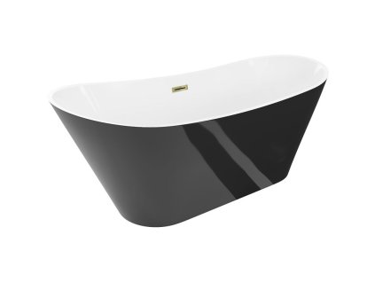 Mexen Dora voľne stojaca vaňa 150 x 75 cm, biela/čierna, zlatý prepad - 52071507575-50