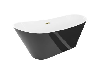 Voľne stojaca vaňa Mexen Dora 150 x 75 cm, biela/čierna, prepad z brúseného zlata - 52071507575-55