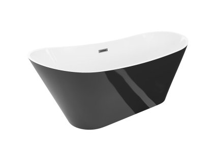 Mexen Dora voľne stojaca vaňa 150 x 75 cm, biela/čierna, kovový prepad - 52071507575-95