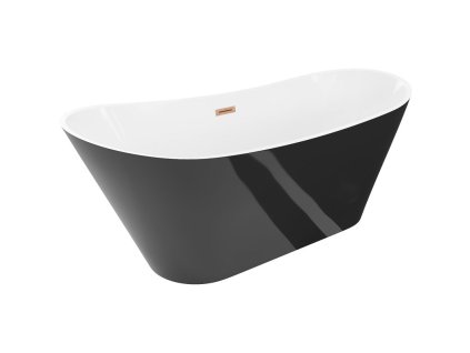 Mexen Dora voľne stojaca vaňa 160 x 75 cm, biela/čierna, prepad z brúsenej medi - 52071607575-65