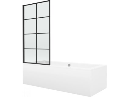Mexen Cube vaňa obdĺžniková 170 x 80 cm s panelom a zástenou 1-krídlovou 70 cm, čierny vzor fix - 550517080X9307007077
