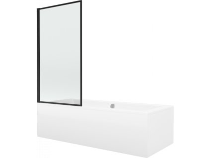 Mexen Cube vaňa obdĺžniková 180 x 80 cm s panelom a zástenou 1-krídlovou 80 cm, čierny vzor - 550518080X9308017070