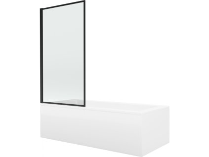 Mexen Cubik vaňa obdĺžniková 150 x 70 cm s panelom a zástenou 1-krídlovou 70 cm, čierny vzor - 550315070X9307017070
