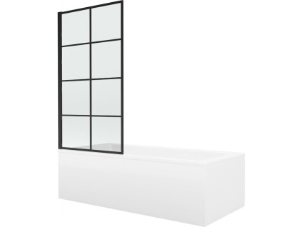 Mexen Cubik vaňa obdĺžniková 150 x 70 cm s panelom a zástenou 1-krídlovou 70 cm, čierny vzor - 550315070X9307017077