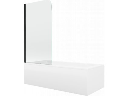 Mexen Cubik vaňa obdĺžniková 160 x 70 cm s panelom a zástenou 1-krídlovou 70 cm, priehľadné sklo, čierny - 550316070X9007017000