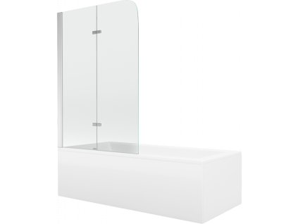 Mexen Cubik vaňa obdĺžniková 160 x 70 cm s panelom a zástenou 2-krídlovou 100 cm, priehľadné sklo, chróm - 550316070X9010020100