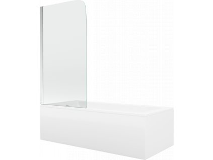 Mexen Cubik vaňa obdĺžniková 170 x 70 cm s panelom a zástenou 1-krídlovou 70 cm, priehľadné sklo, chróm - 550317070X9007010100