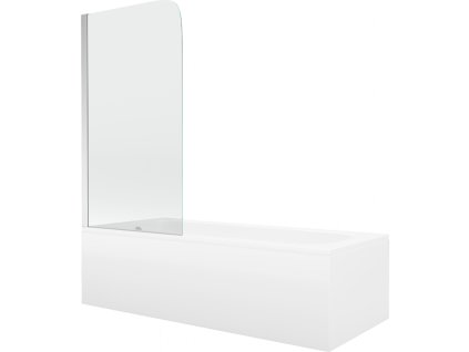 Obdĺžniková vaňa Mexen Vega 150 x 70 cm s krytom a 70 cm 1-krídlovou sprchovou zástenou, priehľadná, chróm - 550115070X9007010100