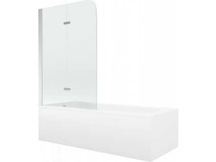 Obdĺžniková vaňa Mexen Vega 170 x 70 cm s krytom a 2-krídlovou sprchovou zástenou 80 cm, priehľadná, chróm - 550117070X9008020100