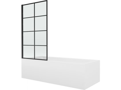 Obdĺžniková vaňa Mexen Vega 170 x 70 cm s krytom a 1-krídlovou zástenou 80 cm, čierny fixný vzor - 550117070X9308007077