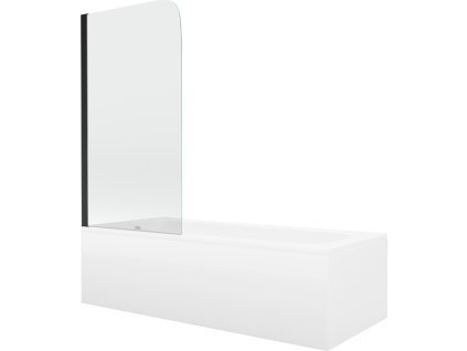 Obdĺžniková vaňa Mexen Vega 180 x 80 cm s obkladom a 70 cm 1-krídlovou sprchovou zástenou, transparentná, čierna - 550118080X9007017000