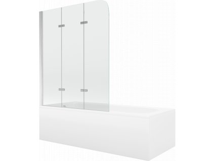 Mexen Vega obdĺžniková vaňa 180 x 80 cm s krytom a 3-krídlovou sprchovou zástenou 120 cm, priehľadná, chróm - 550118080X9012030100