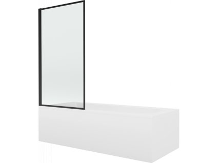 Obdĺžniková vaňa Mexen Vega 180 x 80 cm s krytom a 1-krídlovou zástenou 80 cm, čierny fixný vzor - 550118080X9308007070