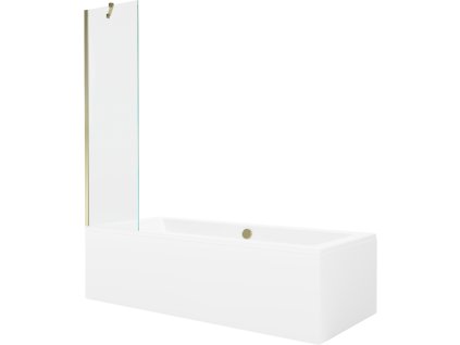 Mexen Obdĺžniková vaňa Cube 170 x 80 cm s krytom a 50 cm 1-krídlovou sprchovou zástenou, transparentná, zlatá - 550517080X9505000050