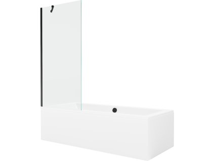 Mexen Obdĺžniková vaňa Cube 170 x 80 cm s krytom a 1-krídlovou sprchovou zástenou 80 cm, transparentná, čierna - 550517080X9508000070
