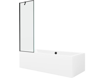 Mexen Obdĺžniková vaňa Cube 170 x 80 cm s krytom a 60 cm 1-krídlovou sprchovou zástenou, čierne prevedenie - 550517080X9506007070