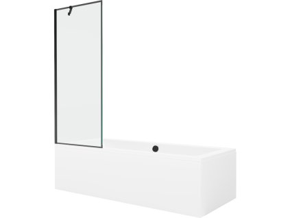 Mexen Obdĺžniková vaňa Cube 170 x 80 cm s krytom a 1-krídlovou zástenou 70 cm, čierne prevedenie - 550517080X9507007070