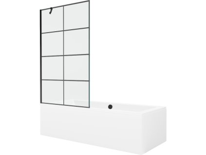 Mexen Obdĺžniková vaňa Cube 170 x 80 cm s krytom a 1-krídlovou zástenou 100 cm, čierne prevedenie - 550517080X9510007077