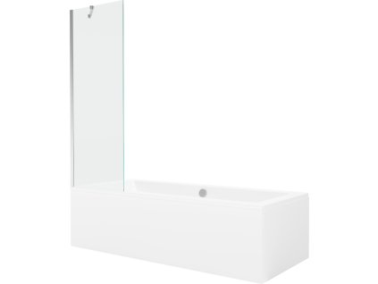 Mexen Obdĺžniková vaňa Cube 180 x 80 cm s obkladom a 60 cm 1-krídlovou sprchovou zástenou, priehľadná, chróm - 550518080X9506000001