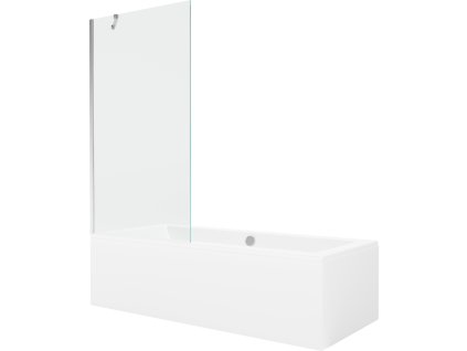 Mexen Obdĺžniková vaňa Cube 180 x 80 cm s krytom a 90 cm 1-krídlovou sprchovou zástenou, transparentná, chróm - 550518080X9509000001